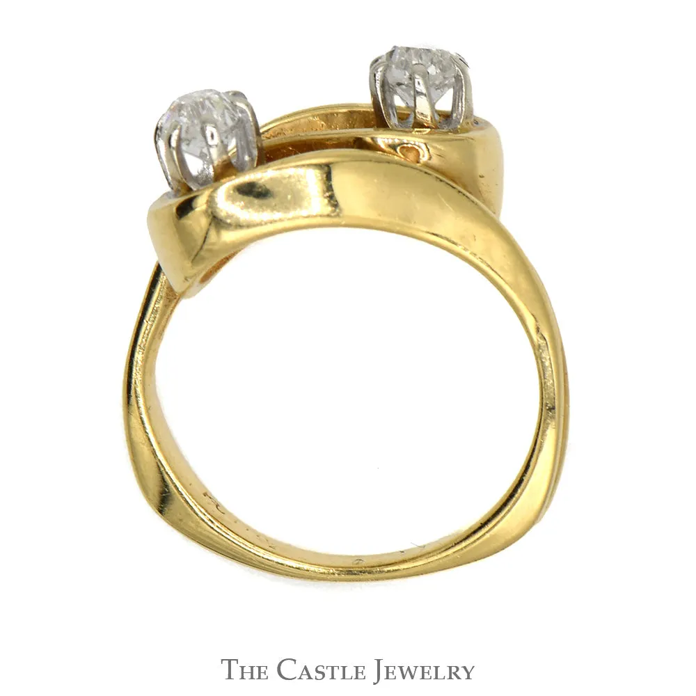 1/2cttw Double Old Mine Cut Diamond Swirl Ring in 14k Yellow Gold