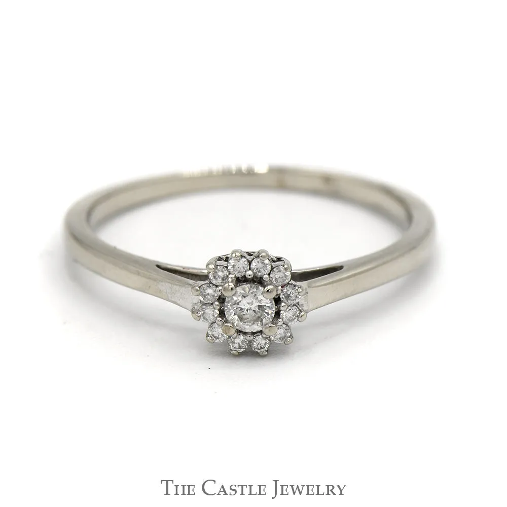 .15cttw Flower Shaped Diamond Cluster Ring in 10k White Gold