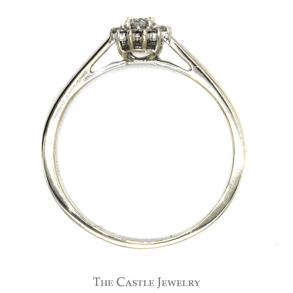 .15cttw Flower Shaped Diamond Cluster Ring in 10k White Gold