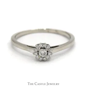 .15cttw Flower Shaped Diamond Cluster Ring in 10k White Gold