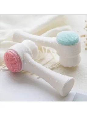 2 In 1 Face Cleansing Brush, 3d Silicone Facial Cleansing Brush,1pc Facial Cleansing Exfoliating Brush With Ultra Fine Soft Pore Deep Cleansing Silicone Double Side Face Wash Scrub Brush For Massaging, Skincare Makeup Removal