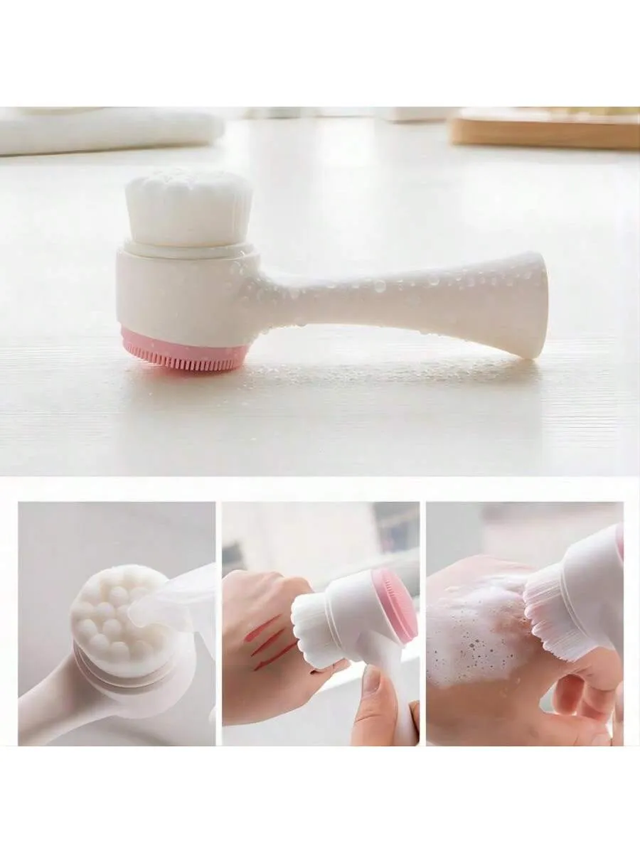 2 In 1 Face Cleansing Brush, 3d Silicone Facial Cleansing Brush,1pc Facial Cleansing Exfoliating Brush With Ultra Fine Soft Pore Deep Cleansing Silicone Double Side Face Wash Scrub Brush For Massaging, Skincare Makeup Removal