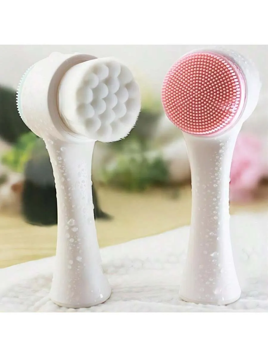 2 In 1 Face Cleansing Brush, 3d Silicone Facial Cleansing Brush,1pc Facial Cleansing Exfoliating Brush With Ultra Fine Soft Pore Deep Cleansing Silicone Double Side Face Wash Scrub Brush For Massaging, Skincare Makeup Removal