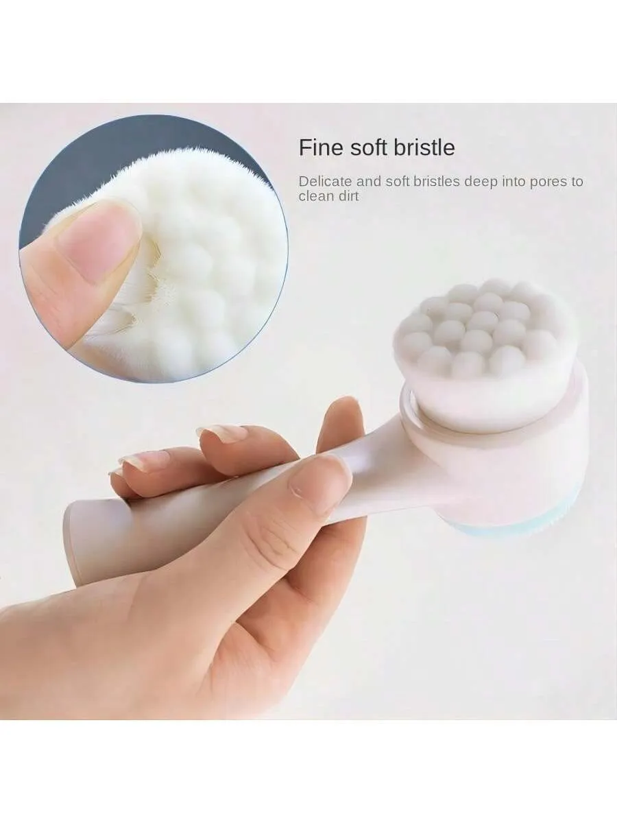 2 In 1 Face Cleansing Brush, 3d Silicone Facial Cleansing Brush,1pc Facial Cleansing Exfoliating Brush With Ultra Fine Soft Pore Deep Cleansing Silicone Double Side Face Wash Scrub Brush For Massaging, Skincare Makeup Removal