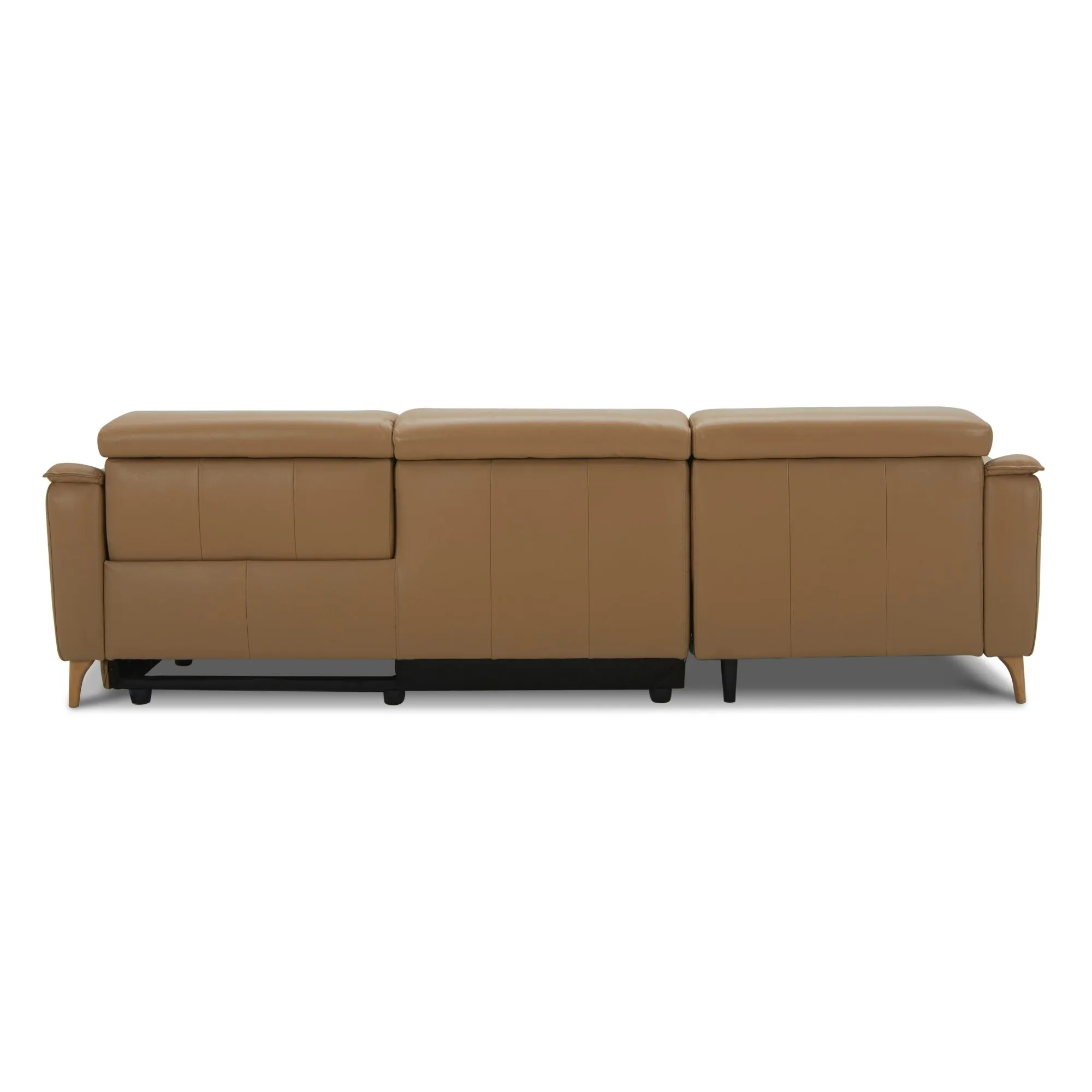 2 Seater Leather Recliner Sofa with Chaise, USB Port