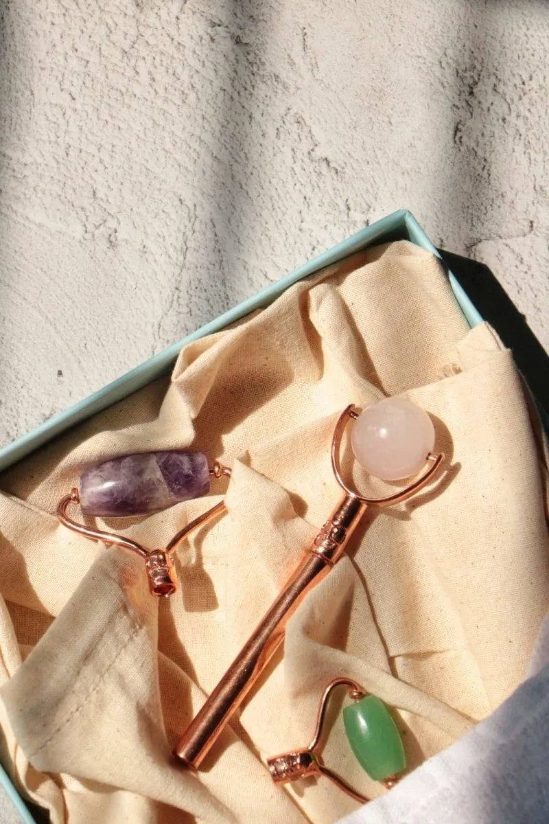 3 in 1 Facial Roller- Rose Quartz, Jade and Amethyst