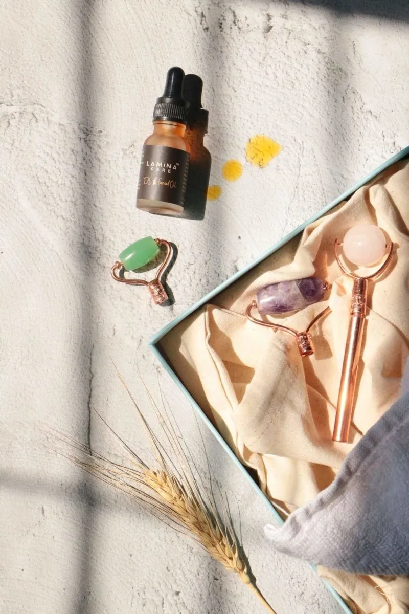 3 in 1 Facial Roller- Rose Quartz, Jade and Amethyst