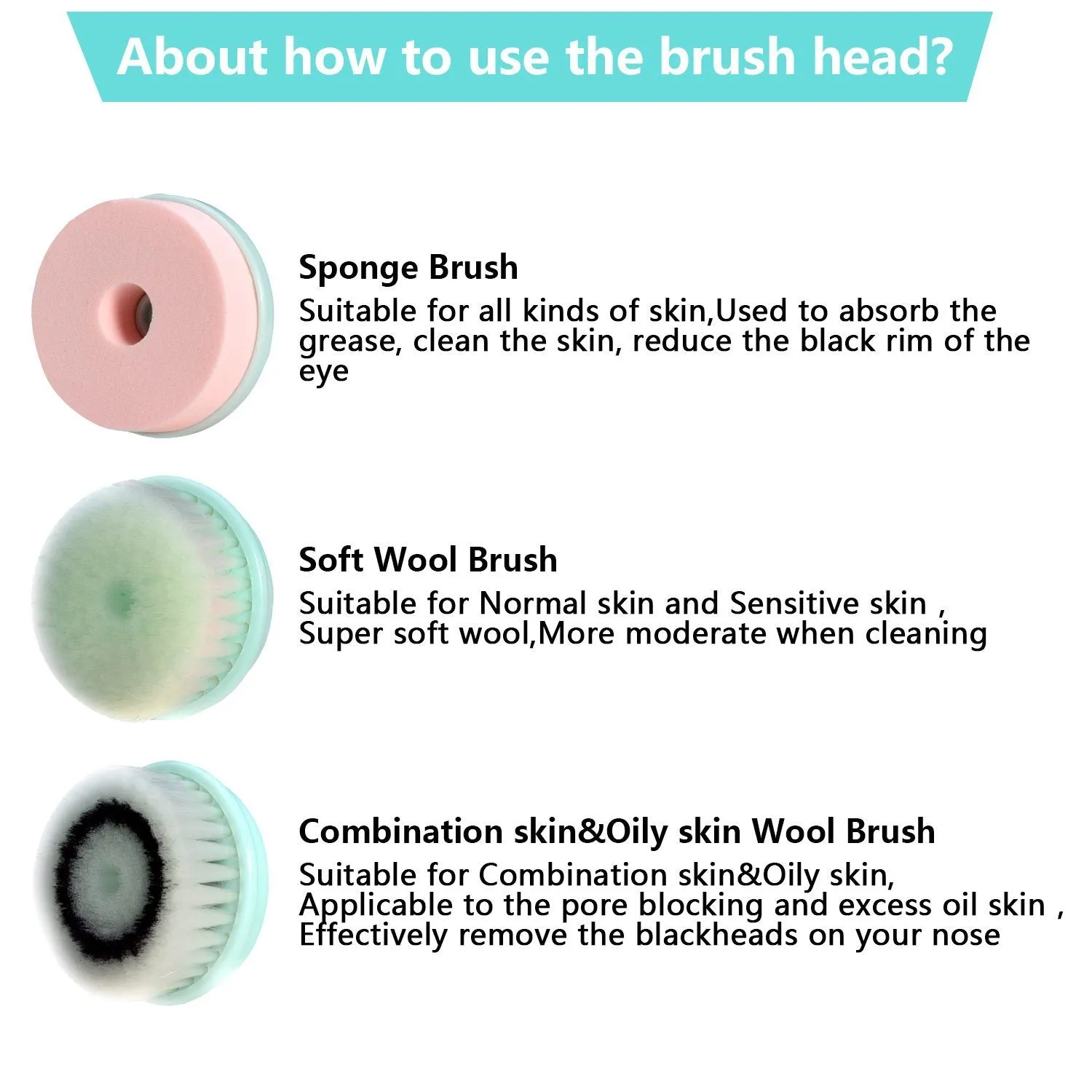 3-in-1 USB Rechargeable Facial Cleansing Brush Set Soft Scrubber Face Exfoliating