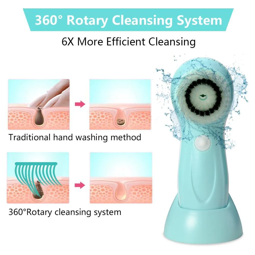3-in-1 USB Rechargeable Facial Cleansing Brush Set Soft Scrubber Face Exfoliating