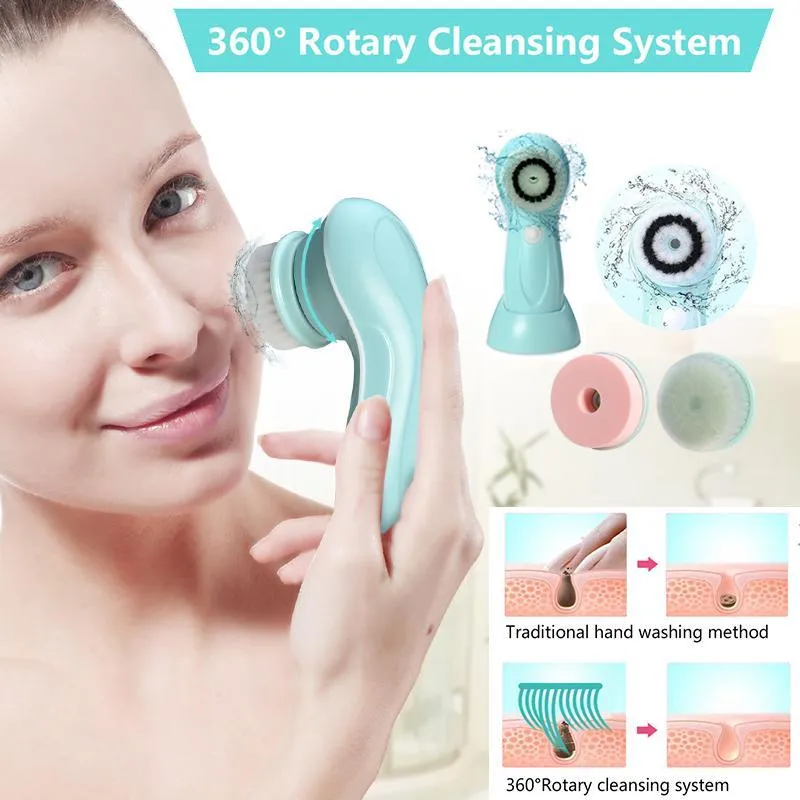 3-in-1 USB Rechargeable Facial Cleansing Brush Set Soft Scrubber Face Exfoliating