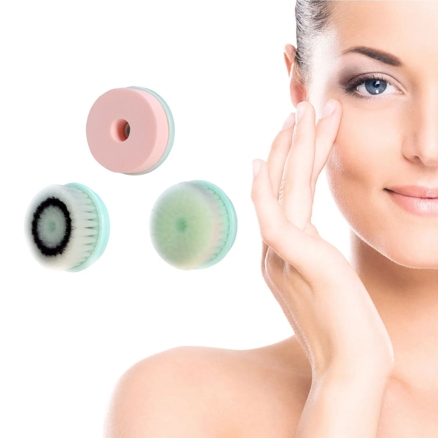 3-in-1 USB Rechargeable Facial Cleansing Brush Set Soft Scrubber Face Exfoliating