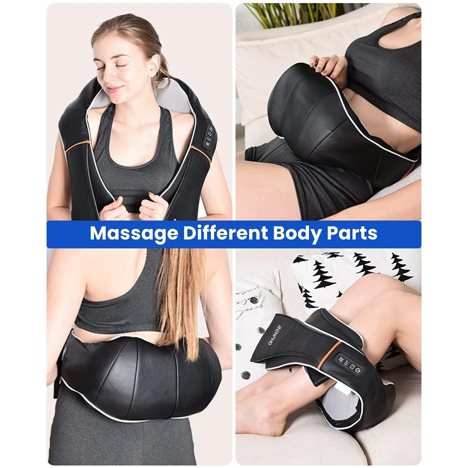 3D Kneading Massage Pillow for Pain Relief on Shoulder Leg Calf Foot Full Body Muscles