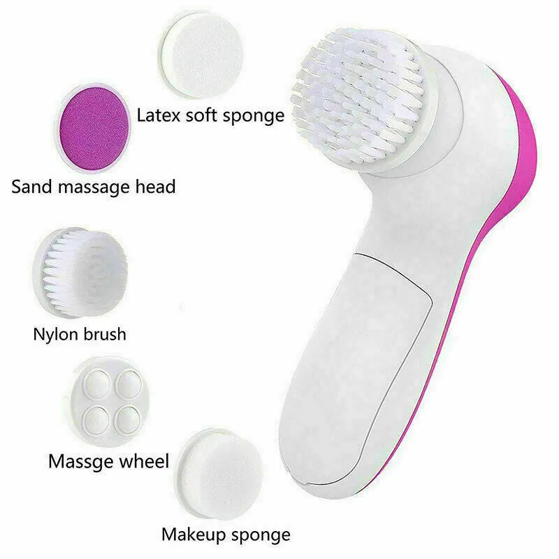 5-in-1 Facial Cleansing Brush Face Massager Blackhead Removing Exfoliating Cleaner