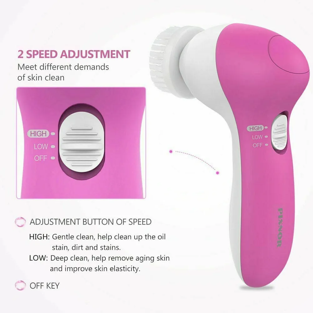 5-in-1 Facial Cleansing Brush Face Massager Blackhead Removing Exfoliating Cleaner