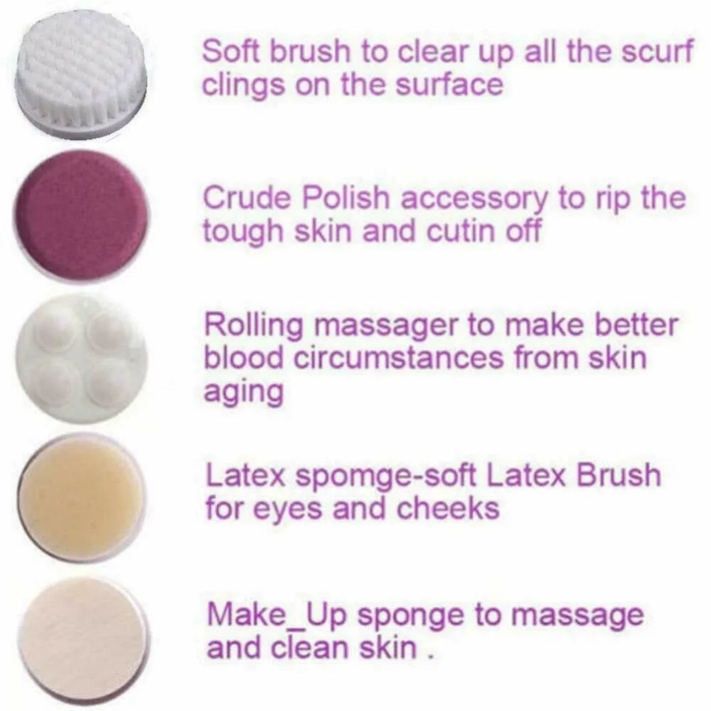 5-in-1 Facial Cleansing Brush Face Massager Blackhead Removing Exfoliating Cleaner