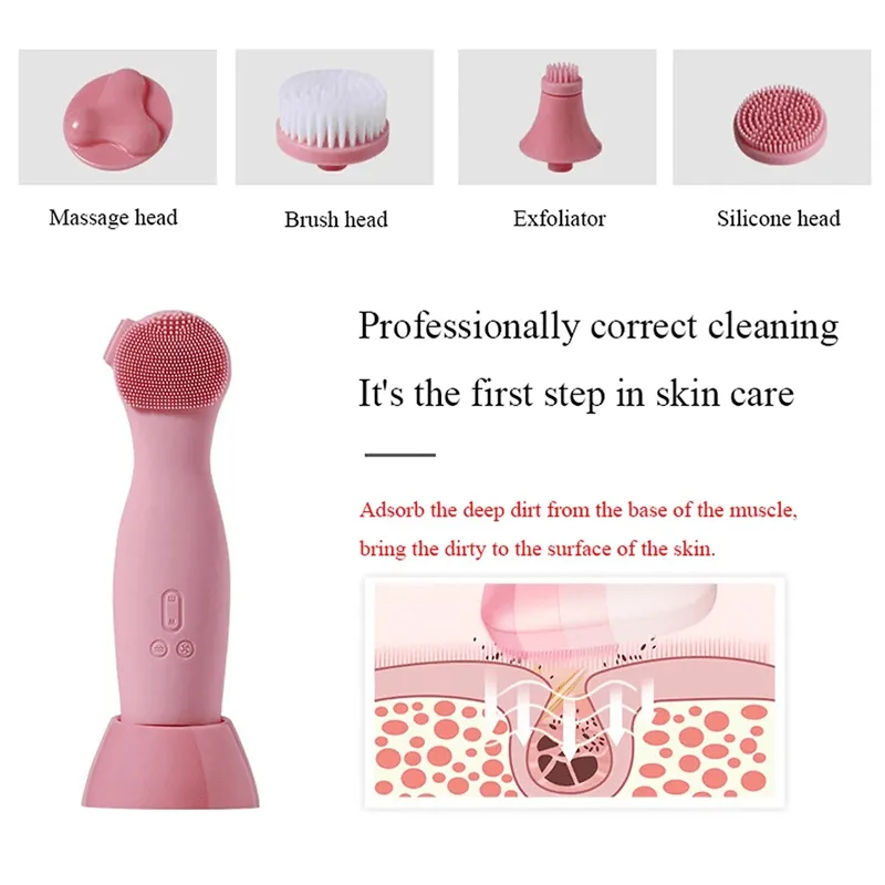 5-Piece Rotating Face Cleansing Tool With Alternating Heads AO-77873