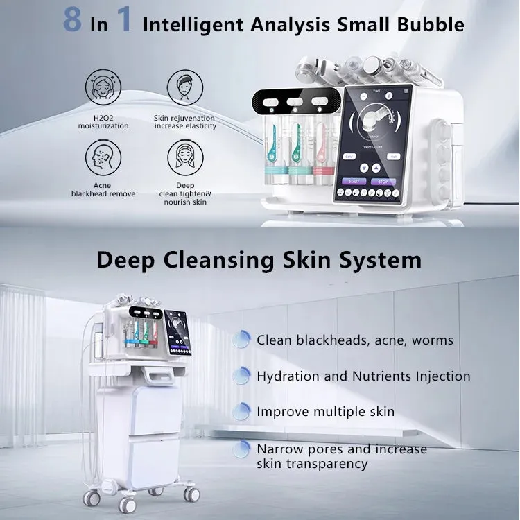 8-in-1 Professional Hydra Facial Machine - Oxygen Jet Hydration & Skin Cleansing
