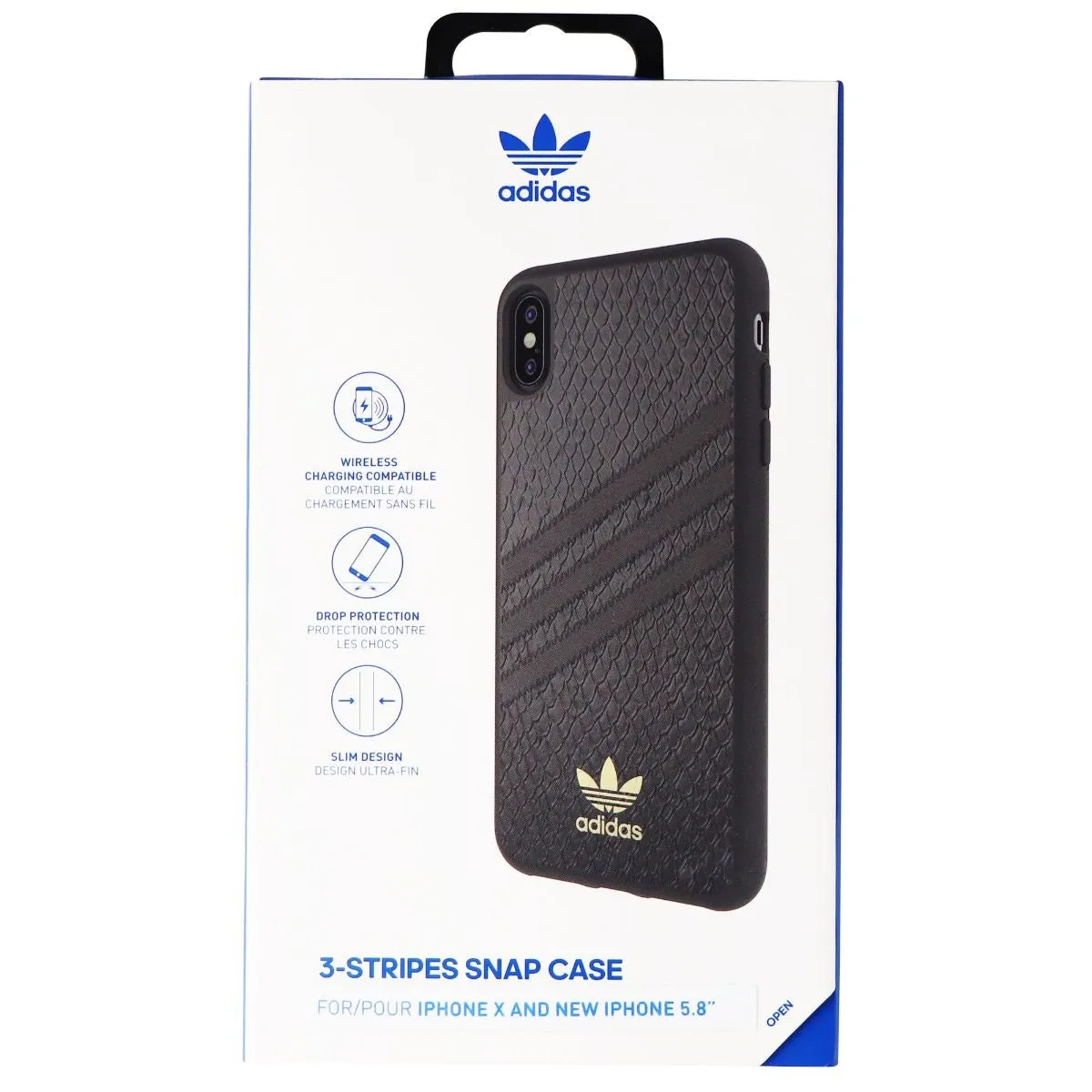 Adidas 3-Stripes Snap Case for Apple iPhone XS/X - Black Snake / Gold
