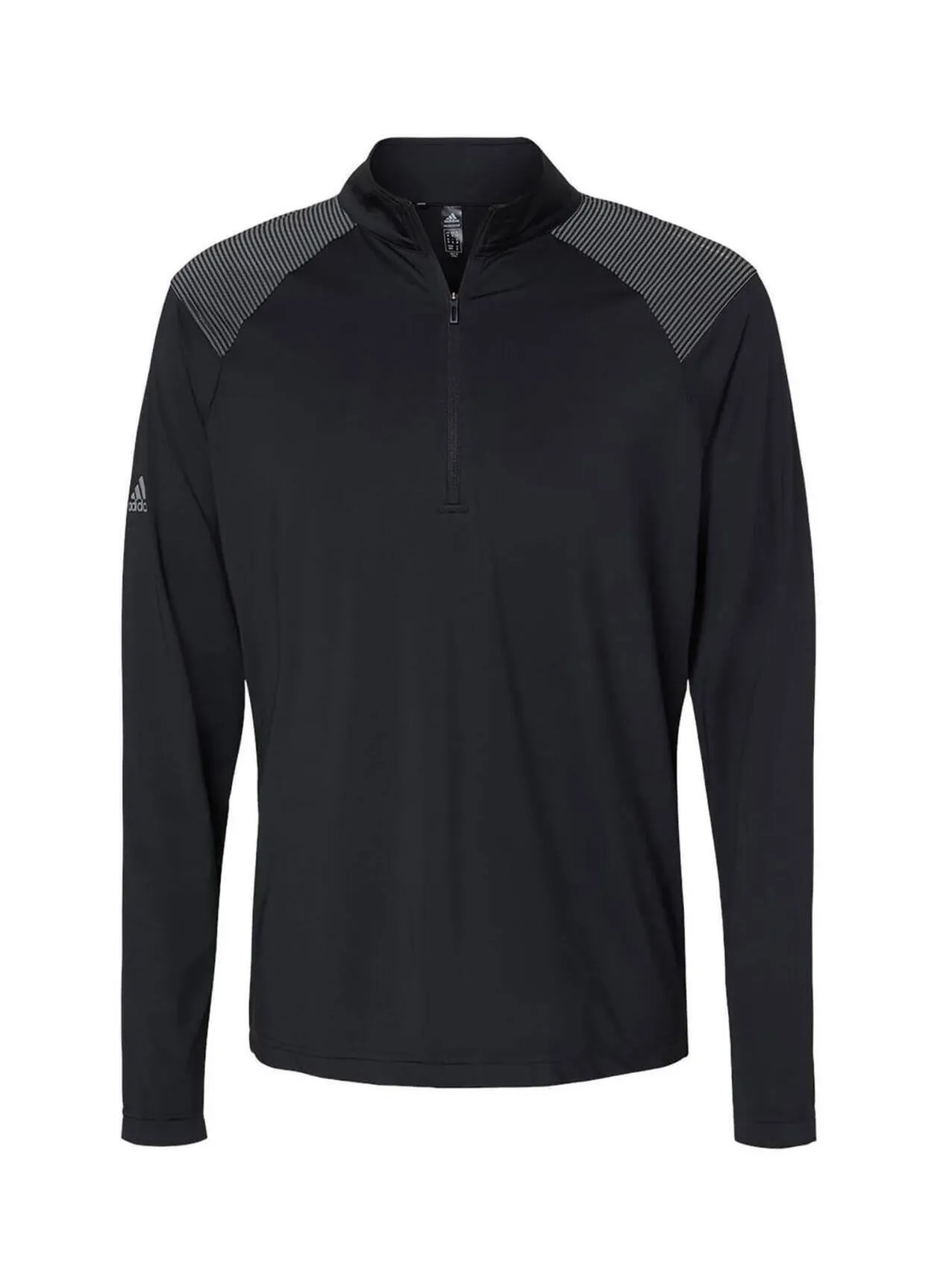 Adidas Black Men&#x27;s Adidas  Shoulder Stripe Quarter-Zip A520