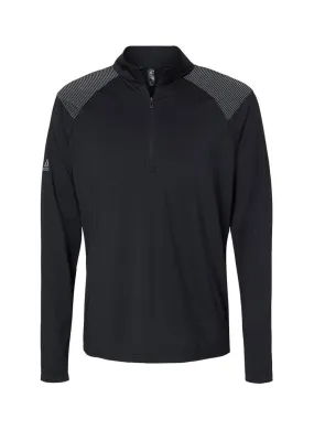 Adidas Black Men&#x27;s Adidas  Shoulder Stripe Quarter-Zip A520