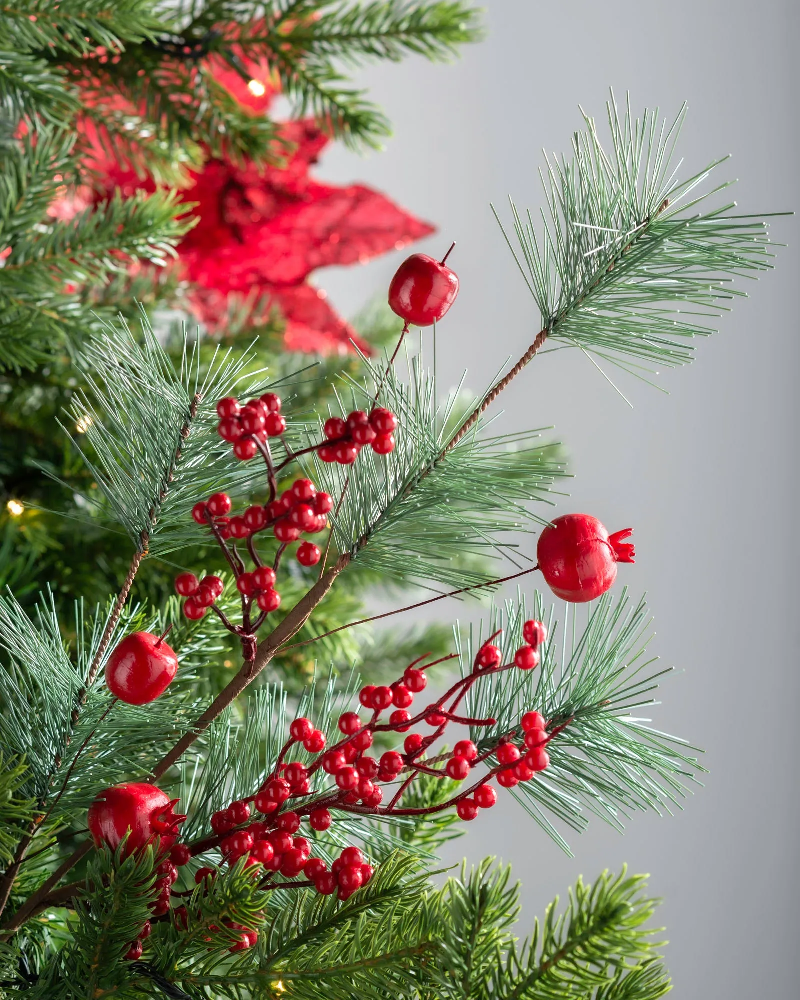 Artificial Berries Tree Pick, Red, 66 cm