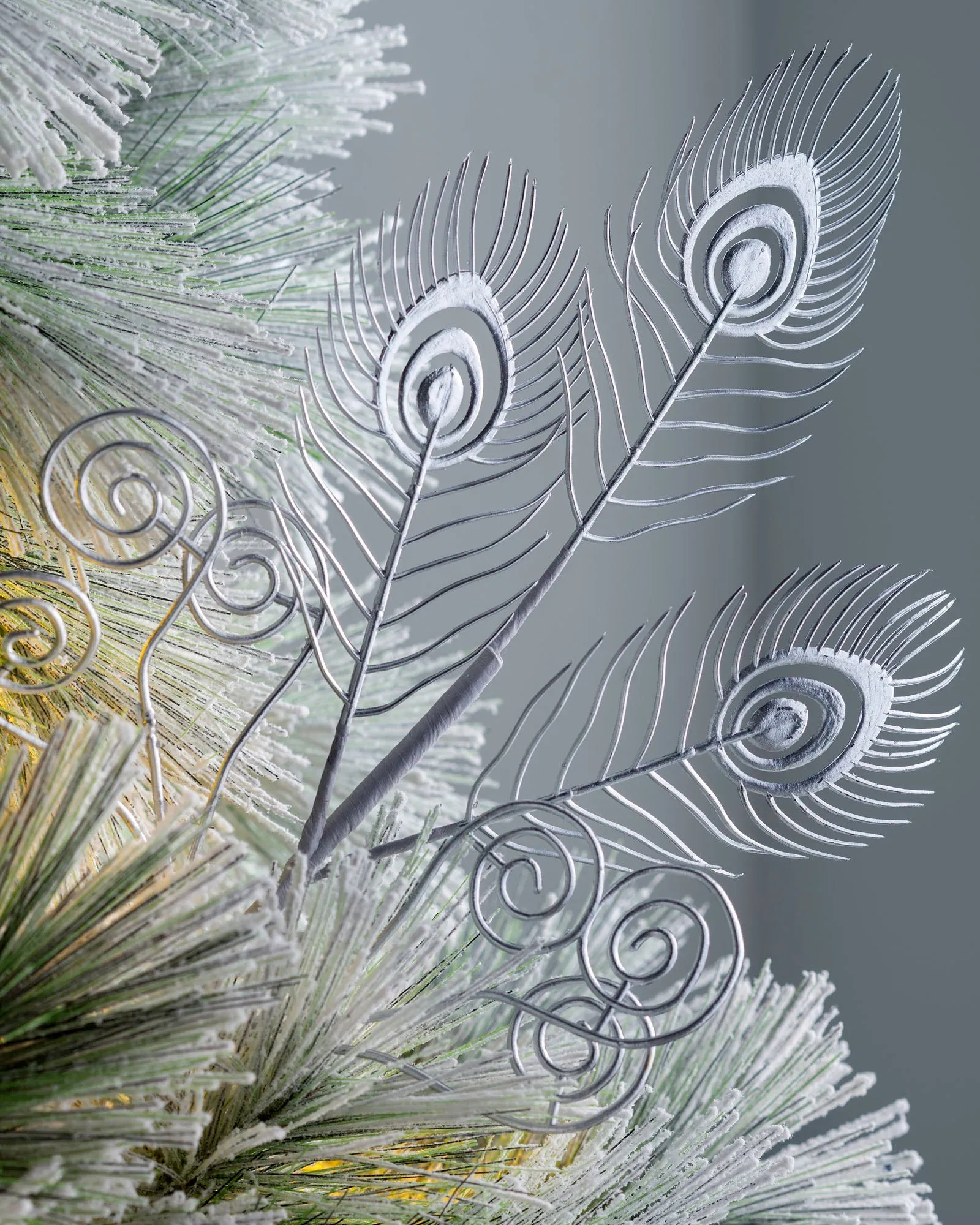 Artificial Feather Pick, Silver, 62 cm