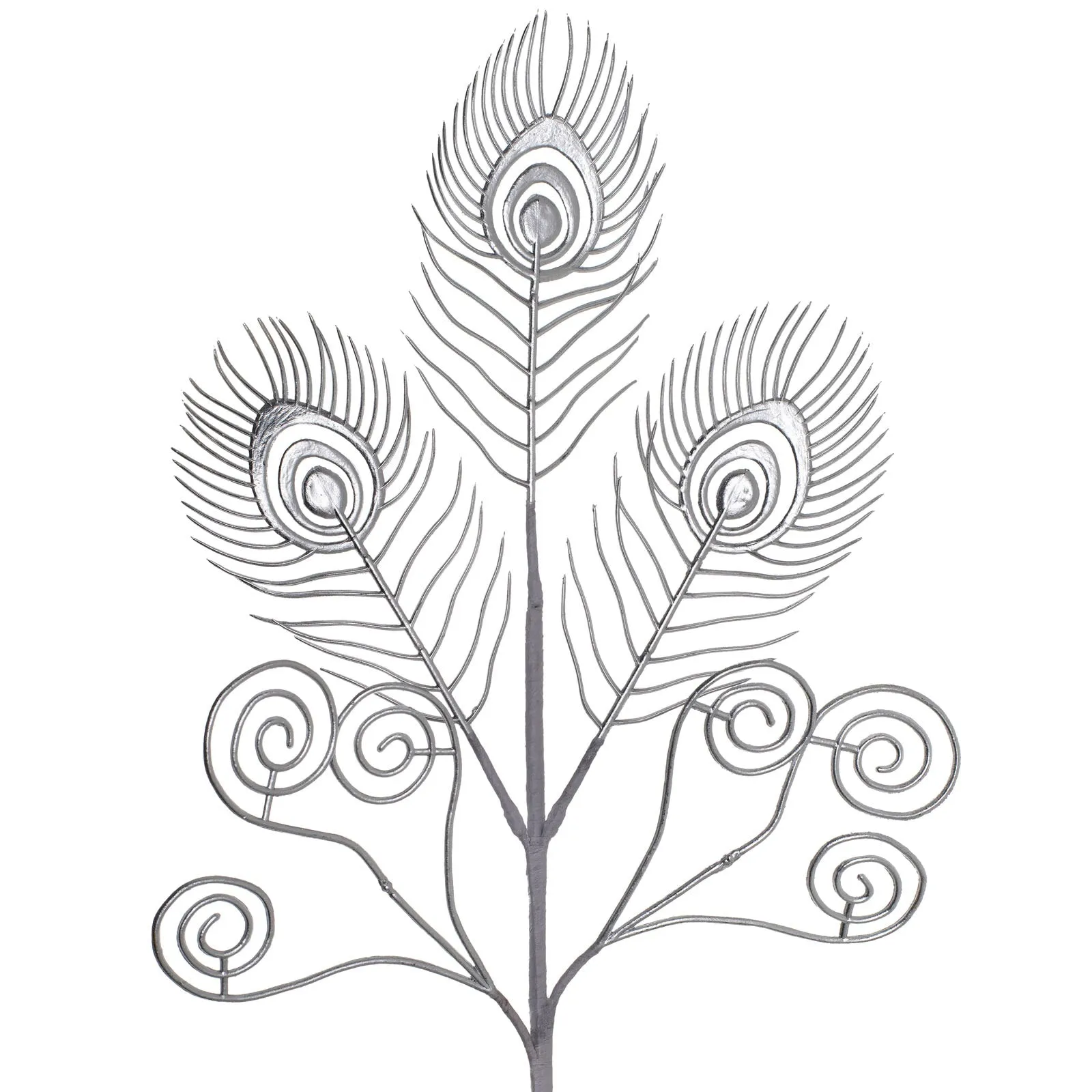 Artificial Feather Pick, Silver, 62 cm
