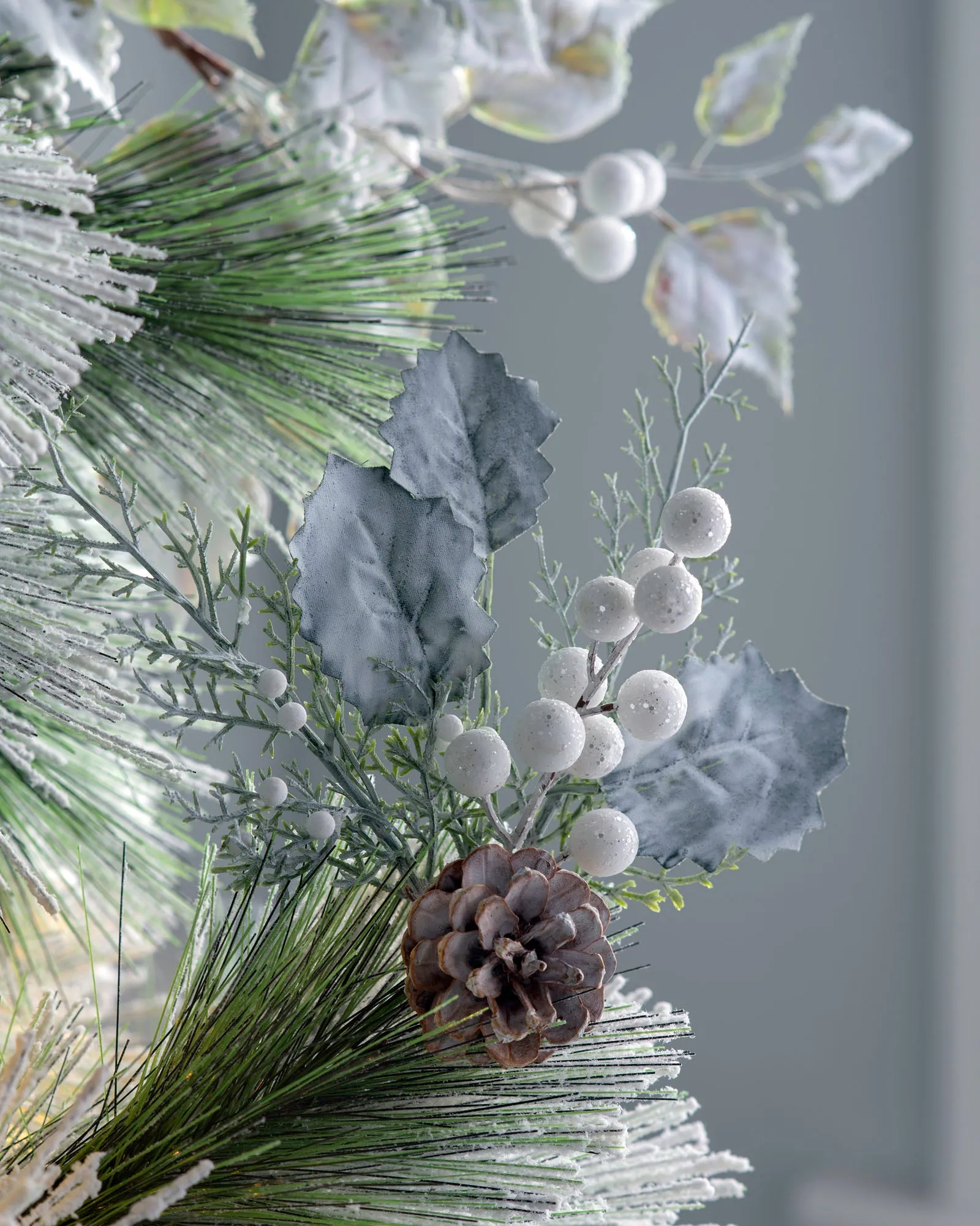 Artificial Frosted Berries and Pinecones Pick, 20 cm
