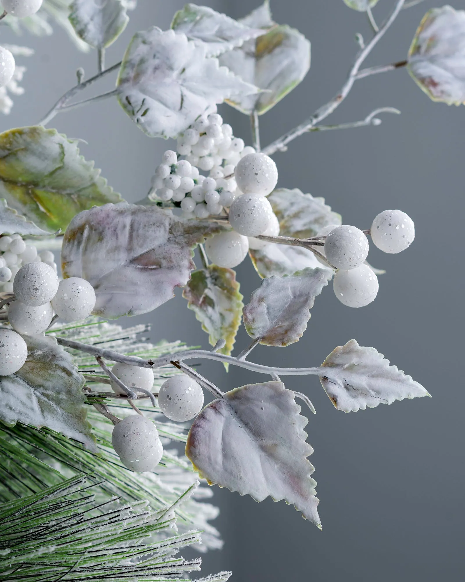 Artificial Frosted Berries Pick, White, 25 cm