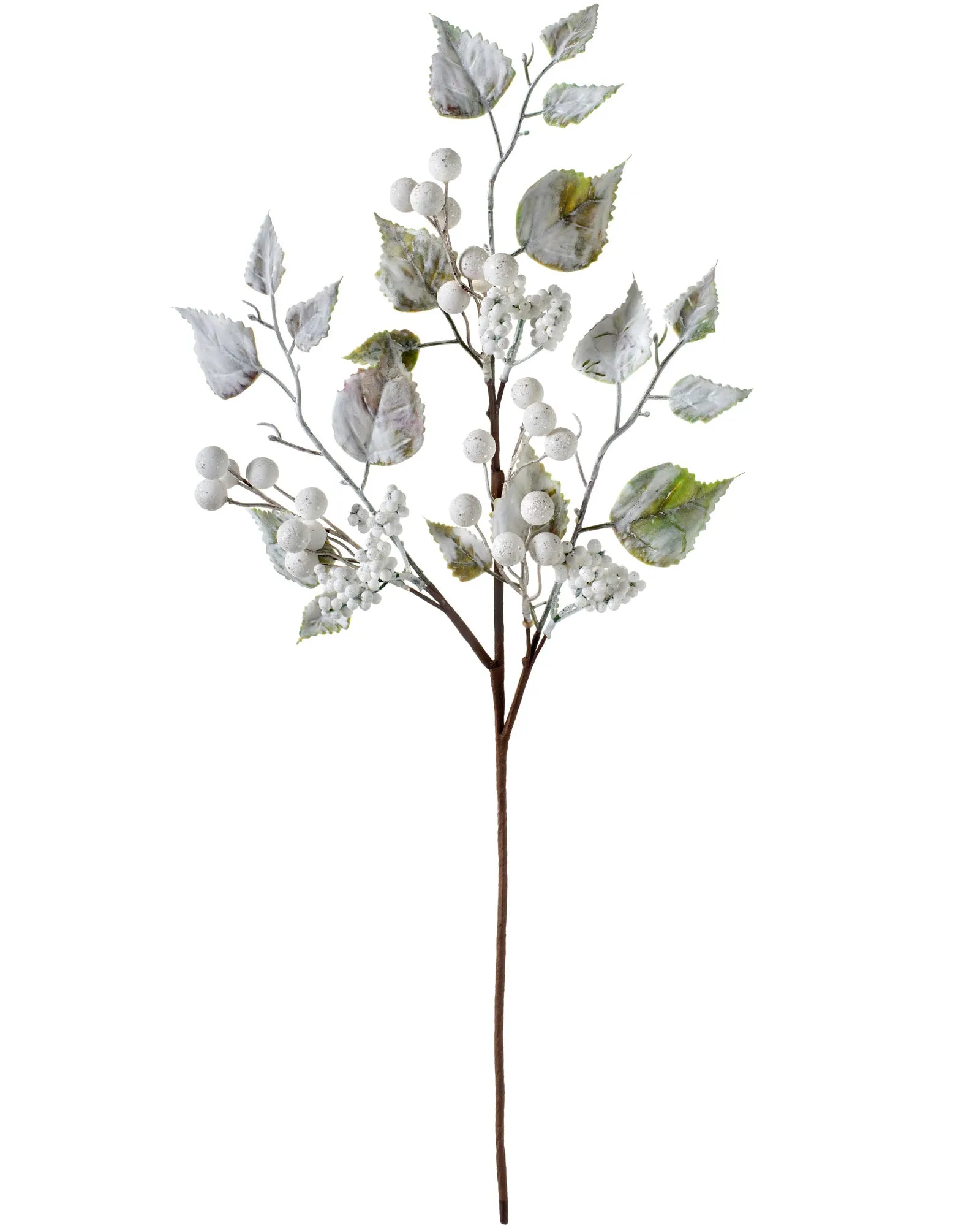 Artificial Frosted Berries Pick, White, 25 cm