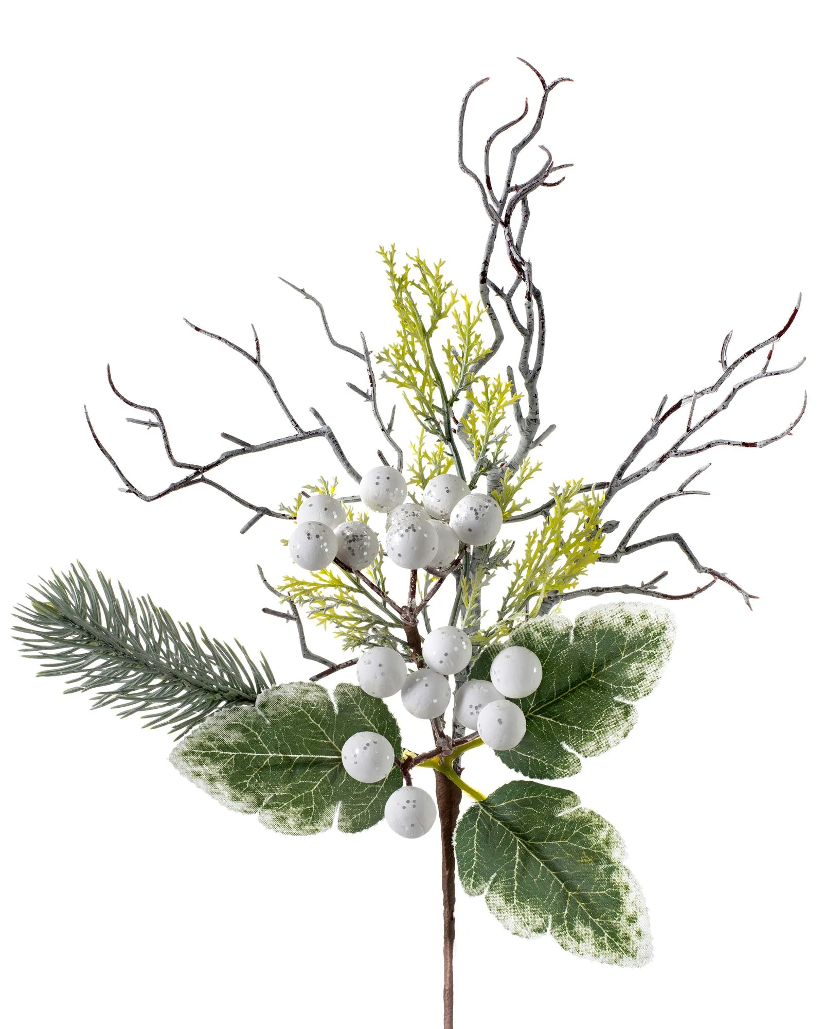 Artificial Frosted Berries Pick, White, 31 cm