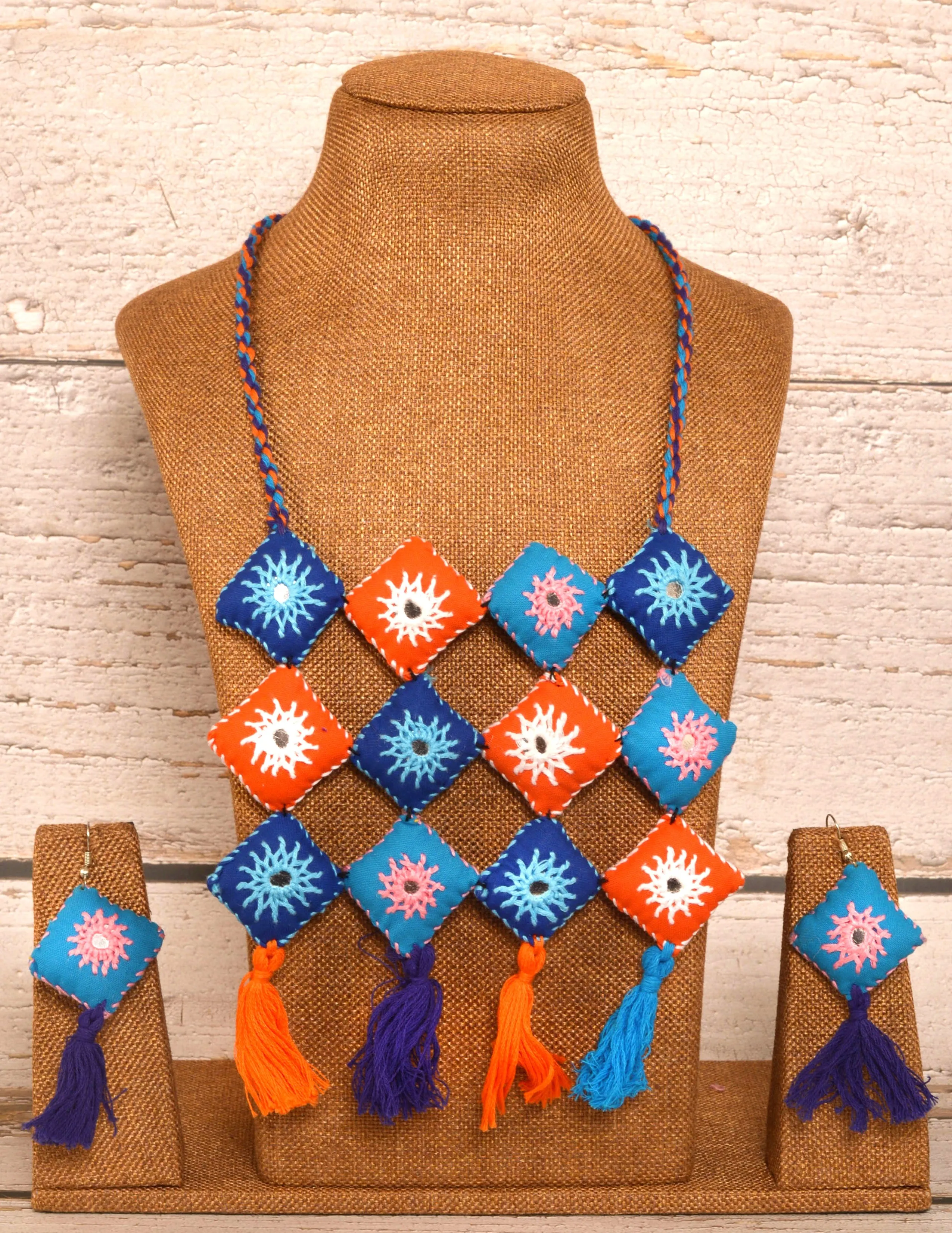 Baishali Mirror work Necklace & Earrings set