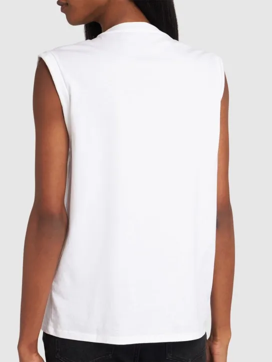 Balmain   Logo print cotton t-shirt w/buttons 