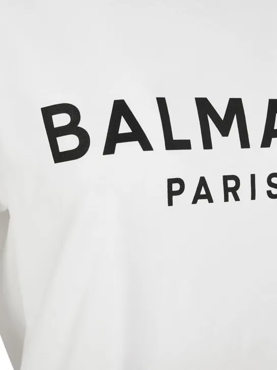 Balmain   Logo print cotton t-shirt w/buttons 