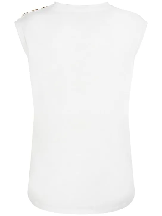 Balmain   Logo print cotton t-shirt w/buttons 