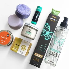 Best Sellers of Body Care -Lav Shamp/Cond, Mint Lip Balm, Lotion Bar in tin, Honey Lemon Body Bar, Cleanser   bottle, Prebiotic Deodorant