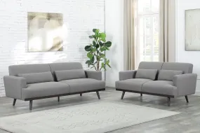 Blake Upholstered Living Room Set with Track Arms Sharkskin and Dark Brown