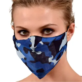 Blue Camo Print Face Mask