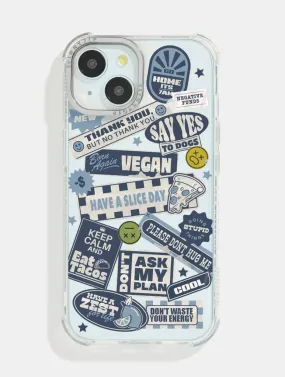 Blue Slogan Sticker Shock iPhone Case