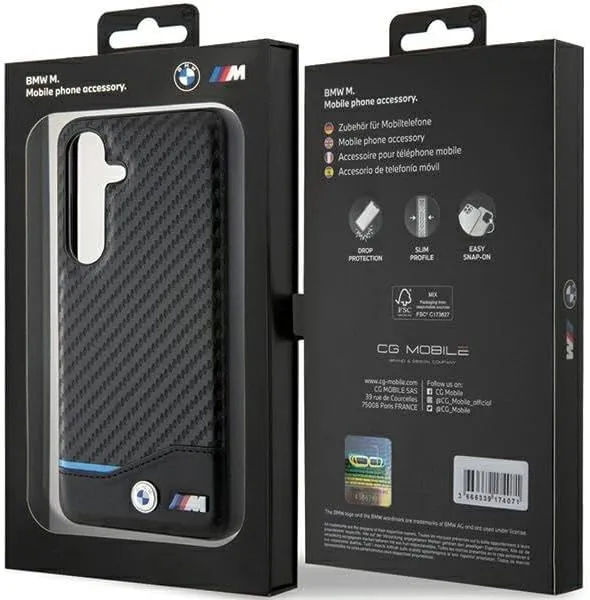BMW Genuine Leather Carbon Case for Samsung Galaxy S24 6.2" Black - BMHCS24S22NBCK