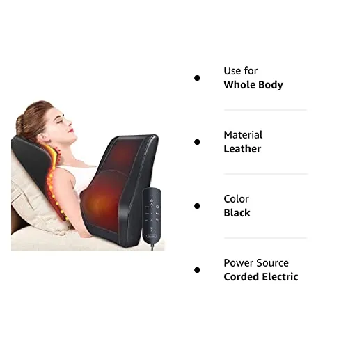 Boriwat Back Massager with Heat, Massagers for Neck and Back, 3D Kneading Massage Pillow for Back, Neck, Shoulder, Leg Pain Relief, Gifts for Men Women Mom Dad, Stress Relax at Home Office and Car