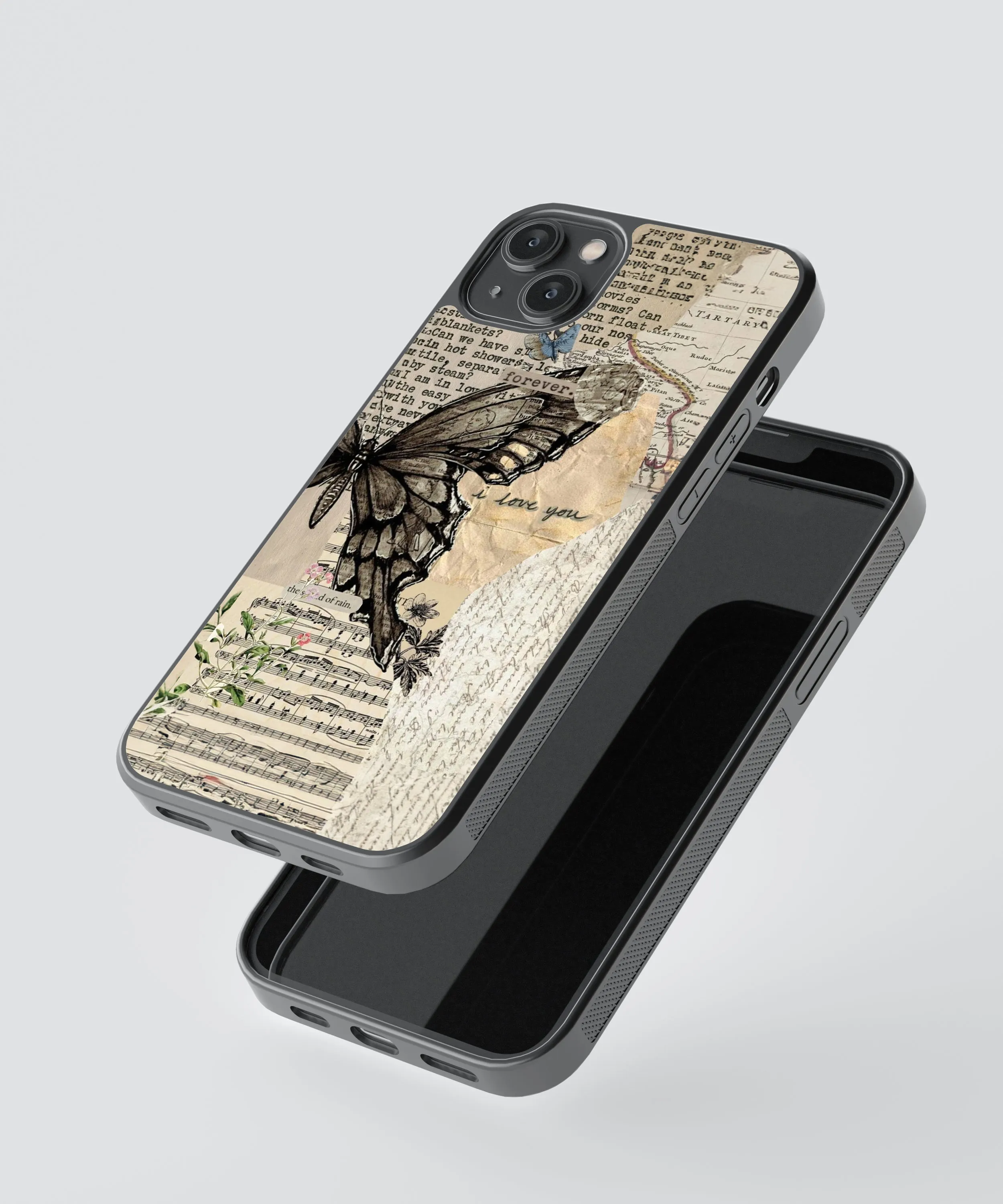 Butterfly Vintage Glass Phone Case Cover