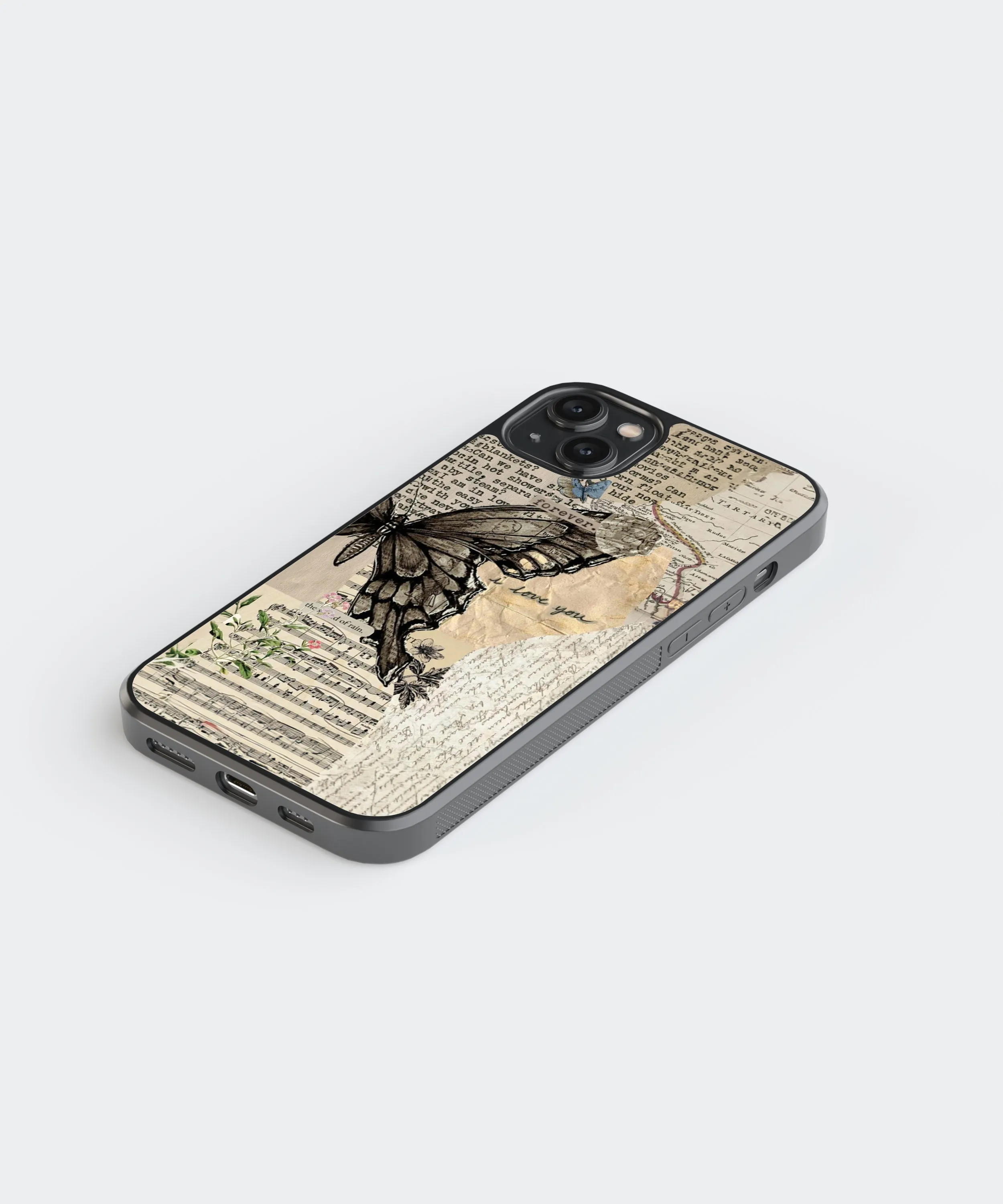 Butterfly Vintage Glass Phone Case Cover