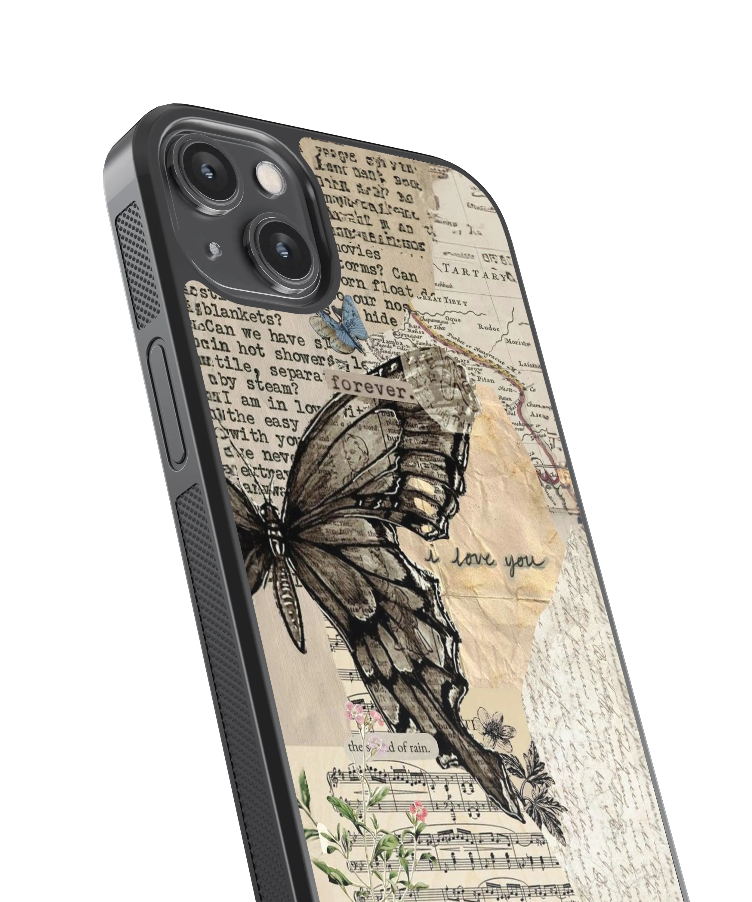 Butterfly Vintage Glass Phone Case Cover