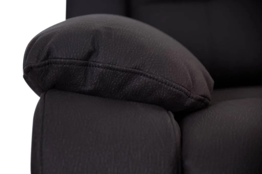 Captain 3 Seater Lounge with 2 Single Recliner Rhino Fabric Set -Black Onyx