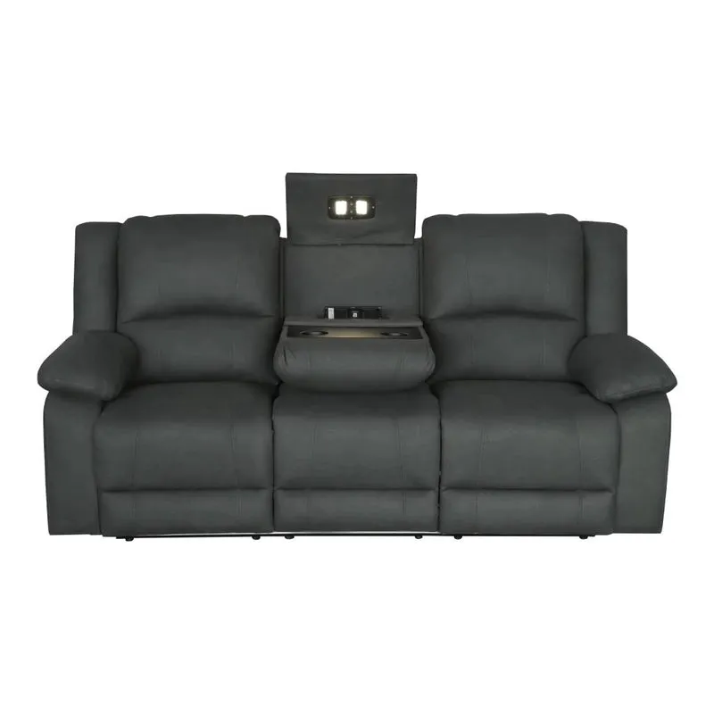 Captain 3 Seater Rhino Suede Fabric Electric Recliner Lounge Jet