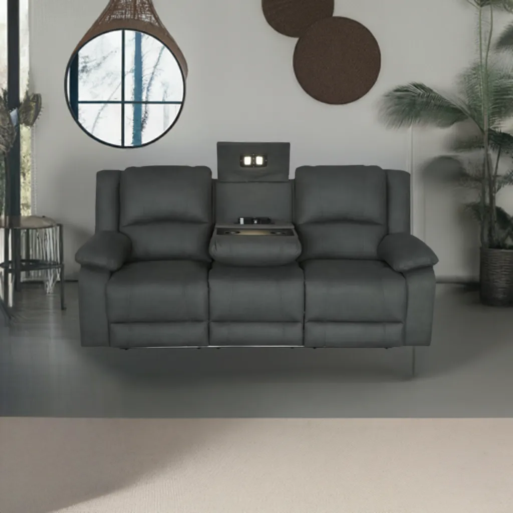 Captain 3 Seater Rhino Suede Fabric Electric Recliner Lounge Jet