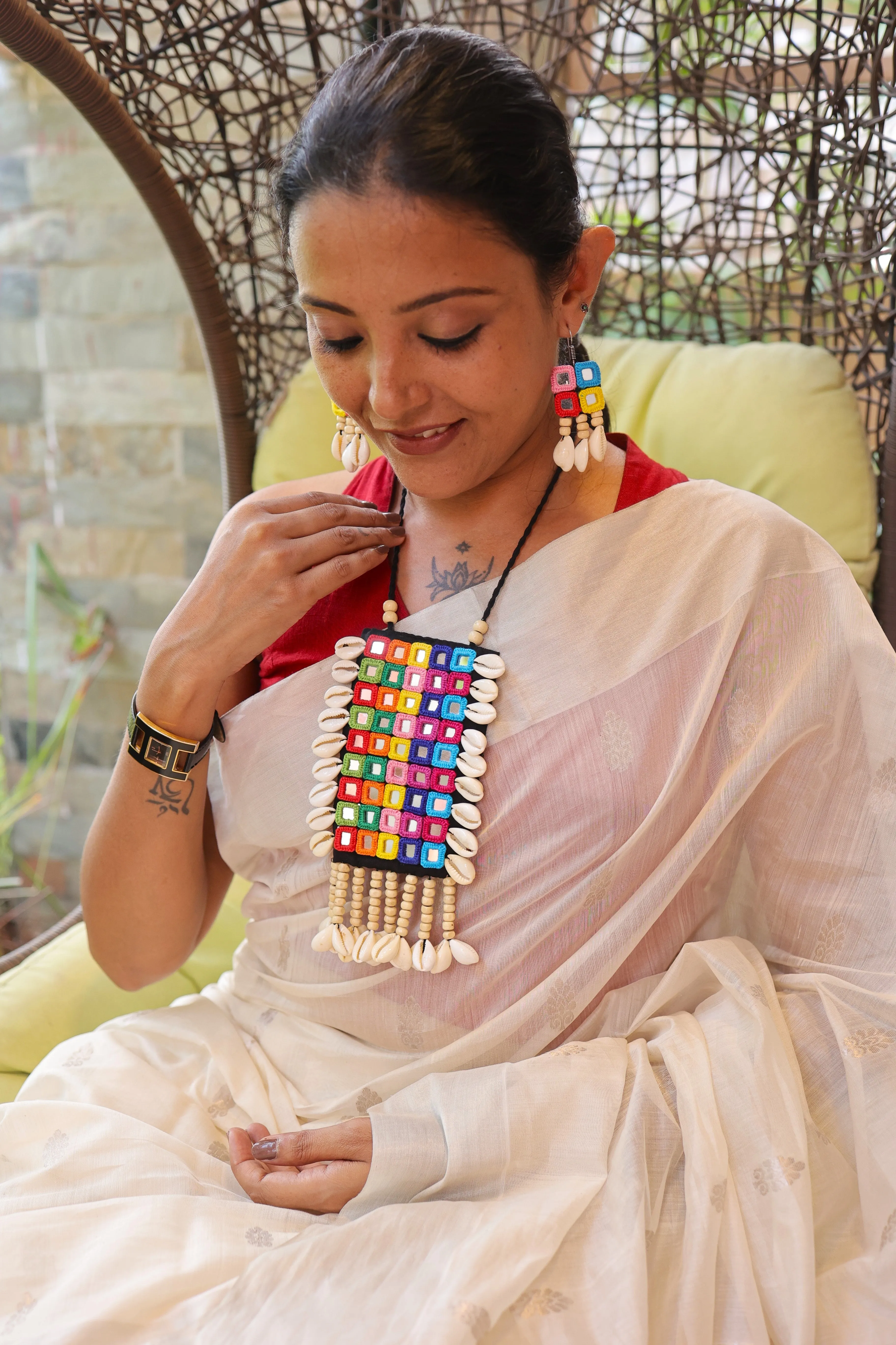 Chakrika Mirror work Necklace & Earrings set