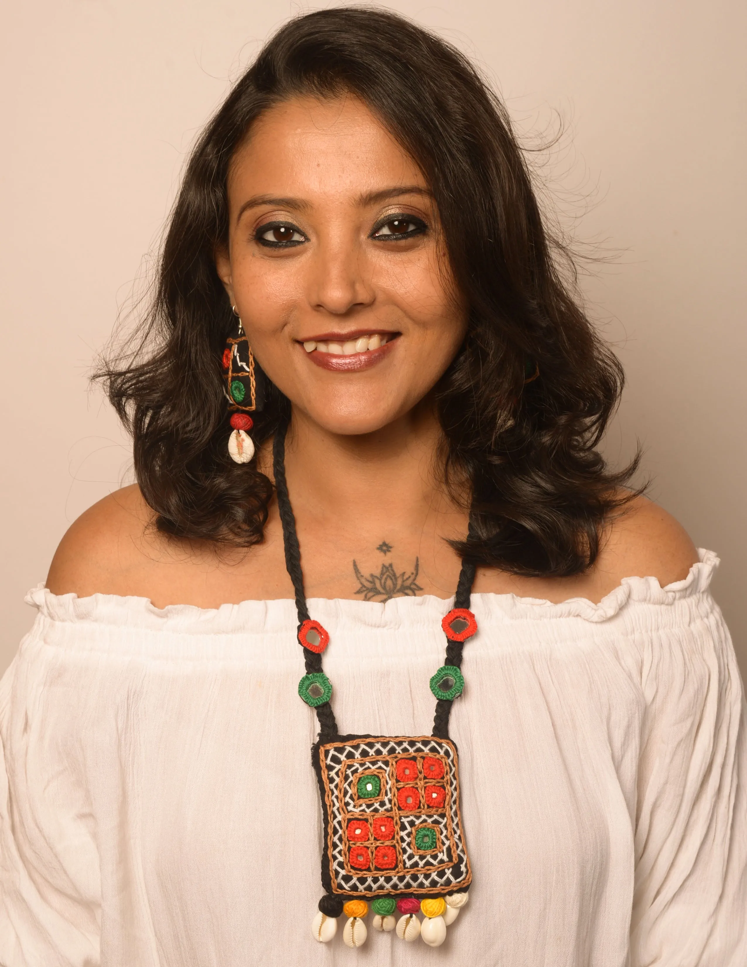 Chandraja Mirror work Necklace & Earrings  set