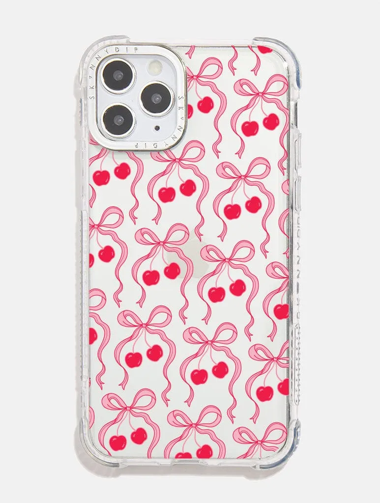 Cherry Ribbon Bow Repeat Shock iPhone Case
